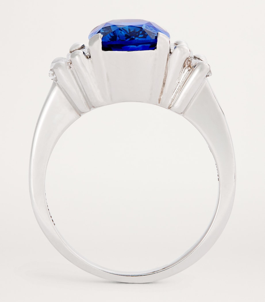 Suzanne Kalan white gold sapphire diamond ring, imported from the UK