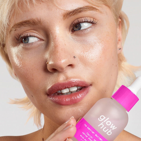 Glow Hub Barrier Builder soothinf face serum bottle (British brand)