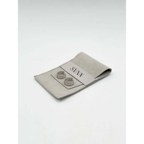 SVNX Mini Huggie Hoop With Clear Stones - Silver