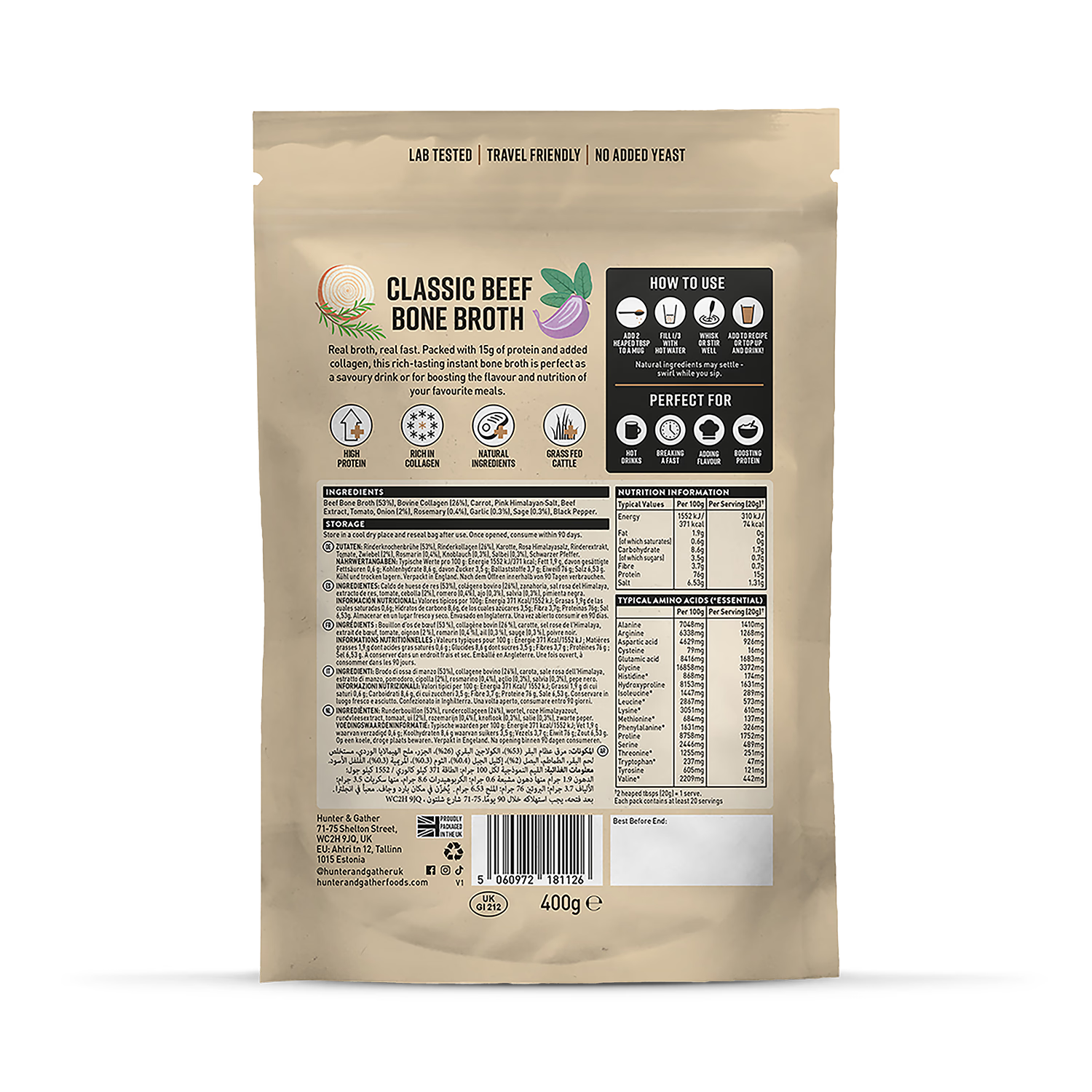 Hunter & Gather bone broth classic 400g - British product
