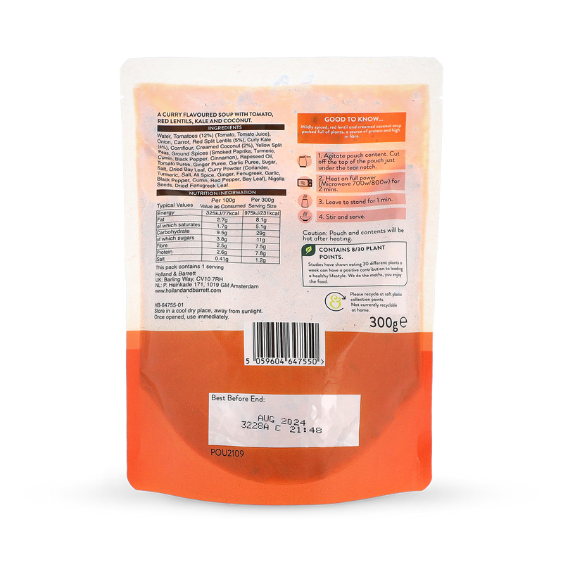 Holland & Barrett curried lentil soup 300g - British product