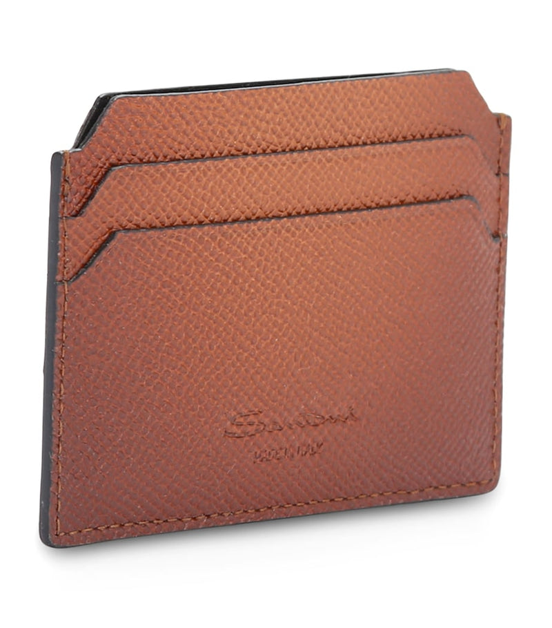 Santoni textured leather card holder with 4 card slots, imported from the UK