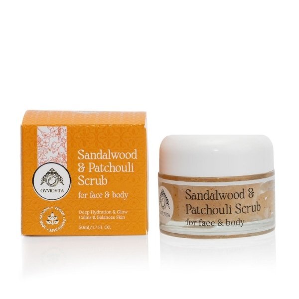 Ovviovita Sandalwood & Patchouli face scrub 50ml, imported from the UK