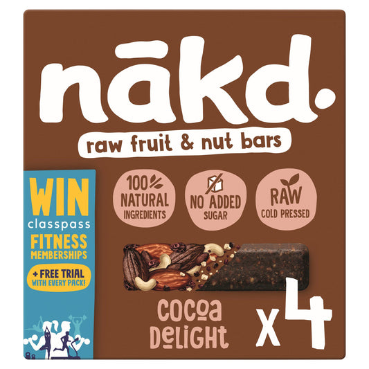 Nakd Cocoa Delight Fruit & Nut Bars 4 x 35g cereal bars Sainsburys   