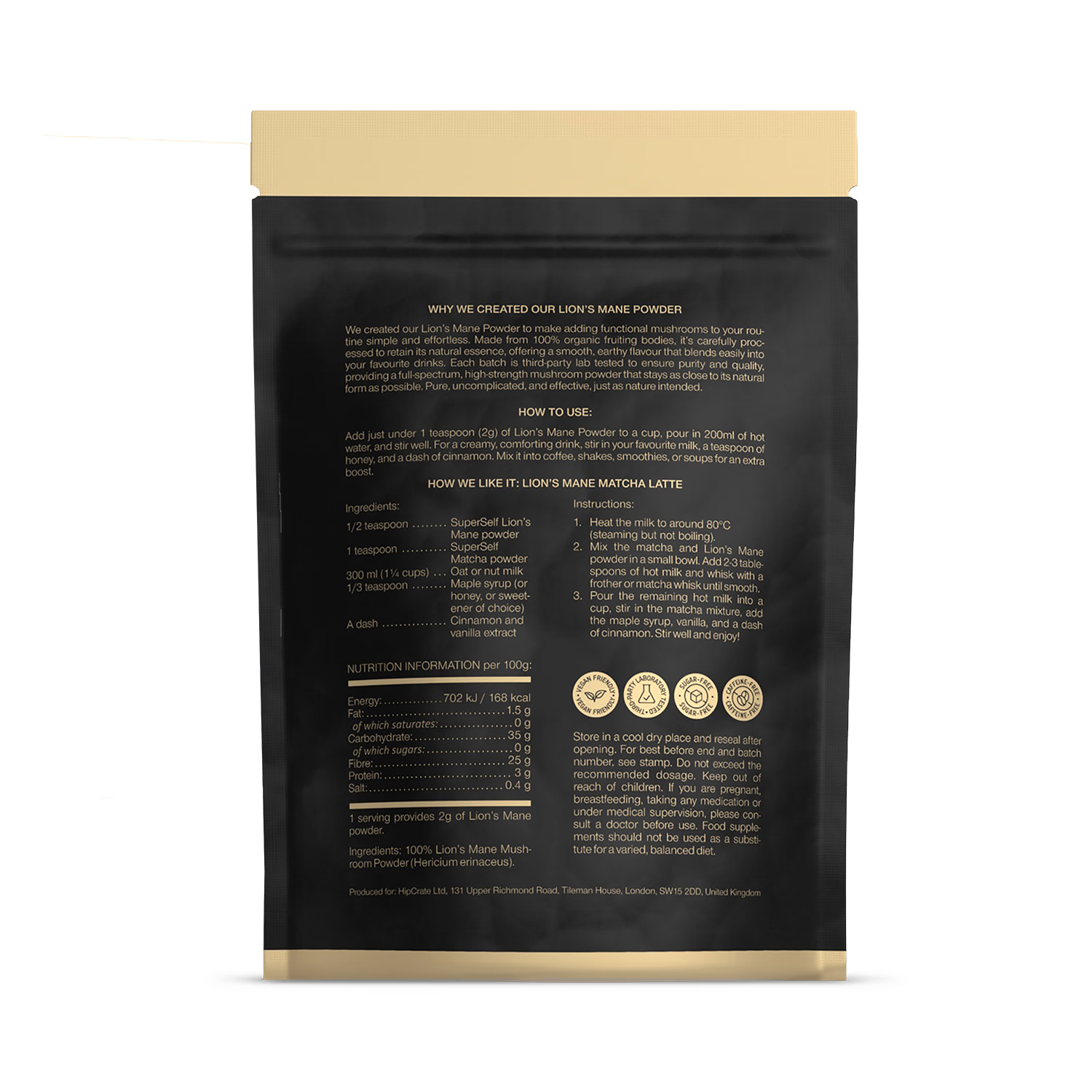 SuperSelf Lion's Mane Mushroom Powder 100g (British brand)