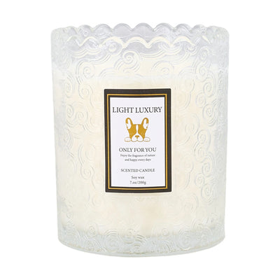 Superdrug Livingandhome Embossed Glass Soy Candle Pear & Freesia 200g- Buy online at McGrocer