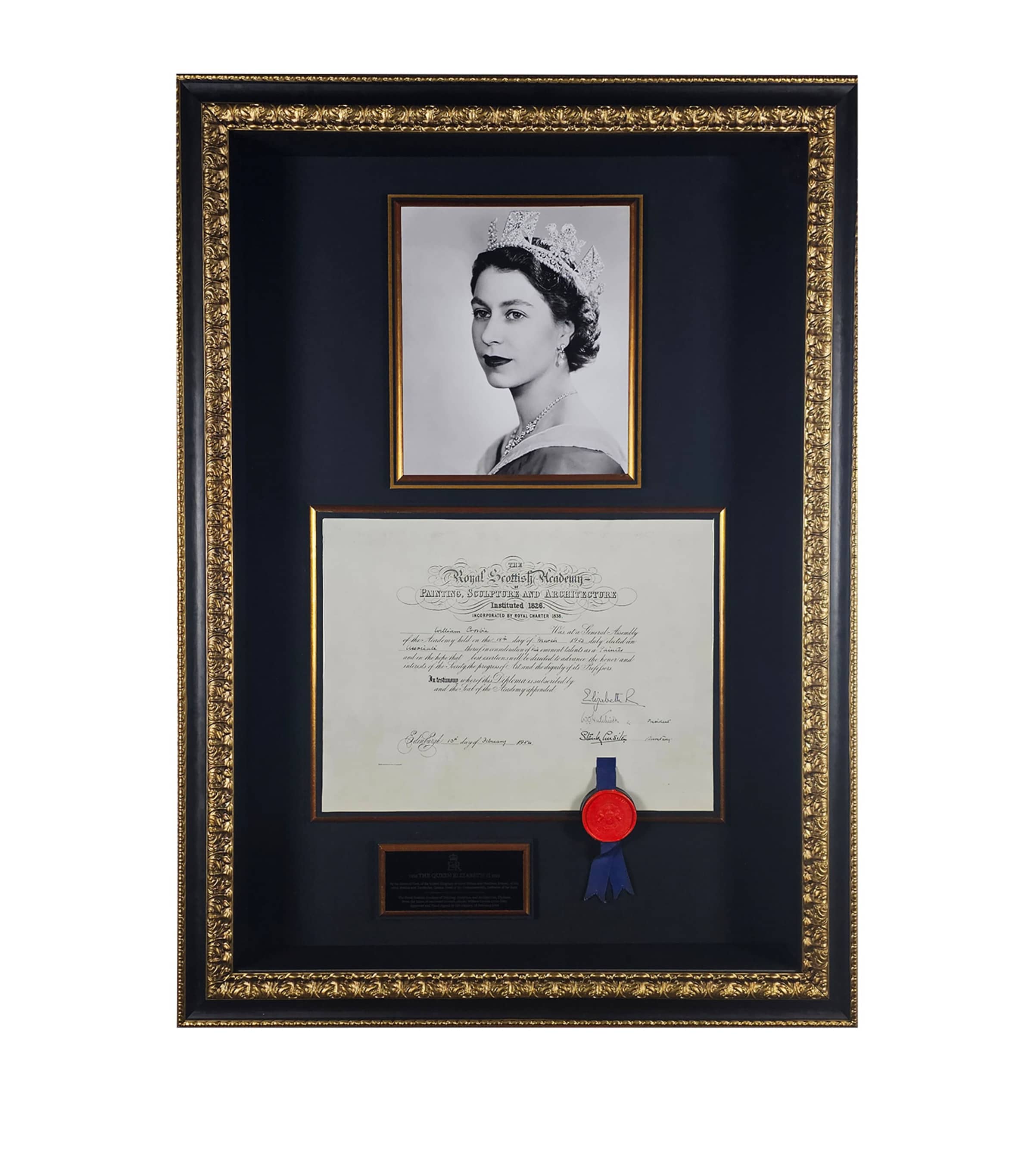 Leipzig Galleries Queen Elizabeth II signed 1954 framed document display, UK version