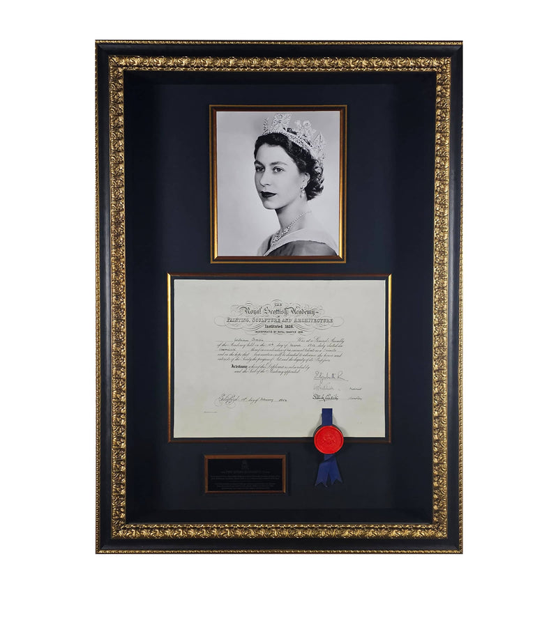 Leipzig Galleries Queen Elizabeth II signed 1954 framed document display, UK version