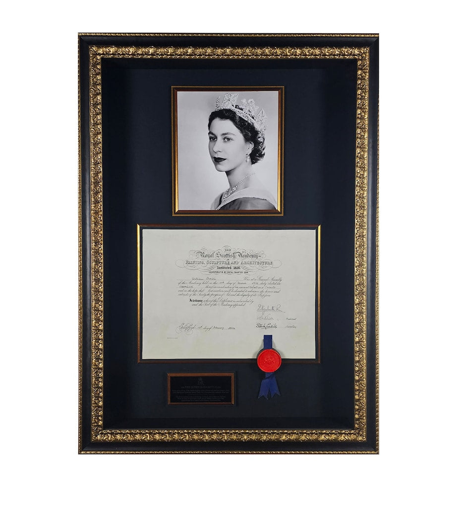Leipzig Galleries Queen Elizabeth II signed 1954 framed document display, UK version