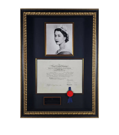 Harrods Leipzig Galleries Queen Elizabeth II Signed 1954 Document Framed Art Display- Buy online at McGrocer
