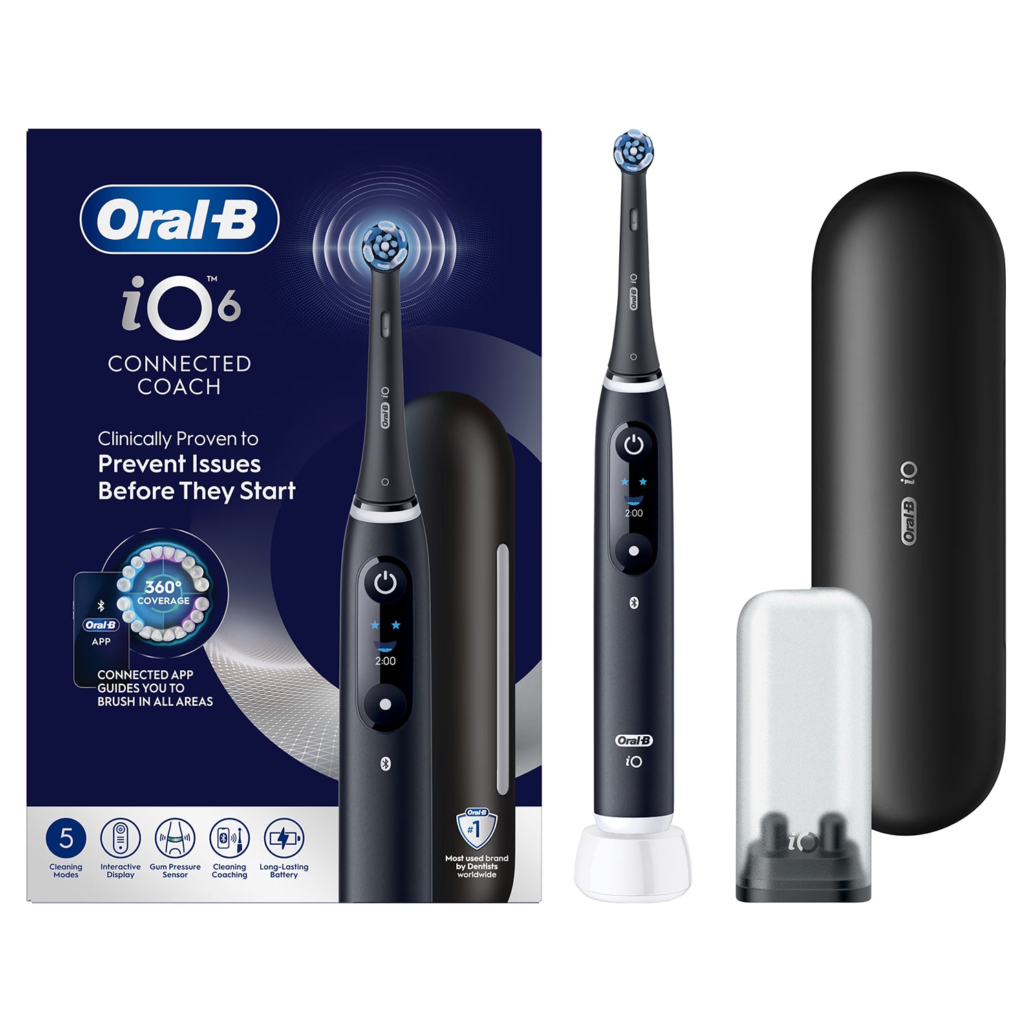 Oral-B iO 6 electric toothbrush black with travel case, UK version