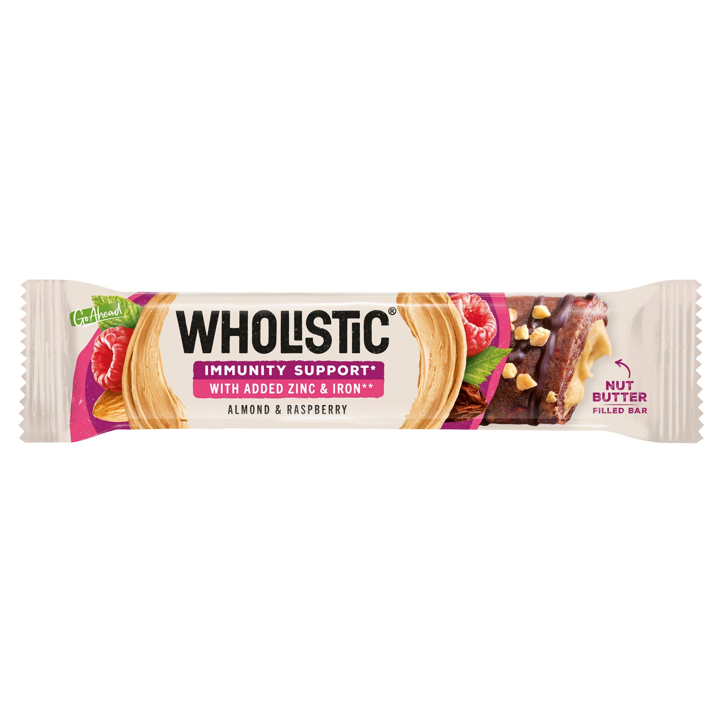 Go Ahead Wholistic Almond & Raspberry Nut Butter Filled Snack Bar 40g GOODS Sainsburys   