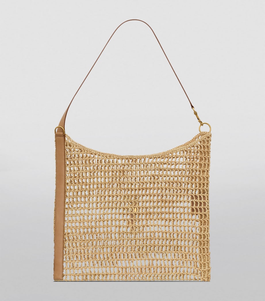 Saint Laurent raffia crochet shoulder bag with gold hardware (British brand)