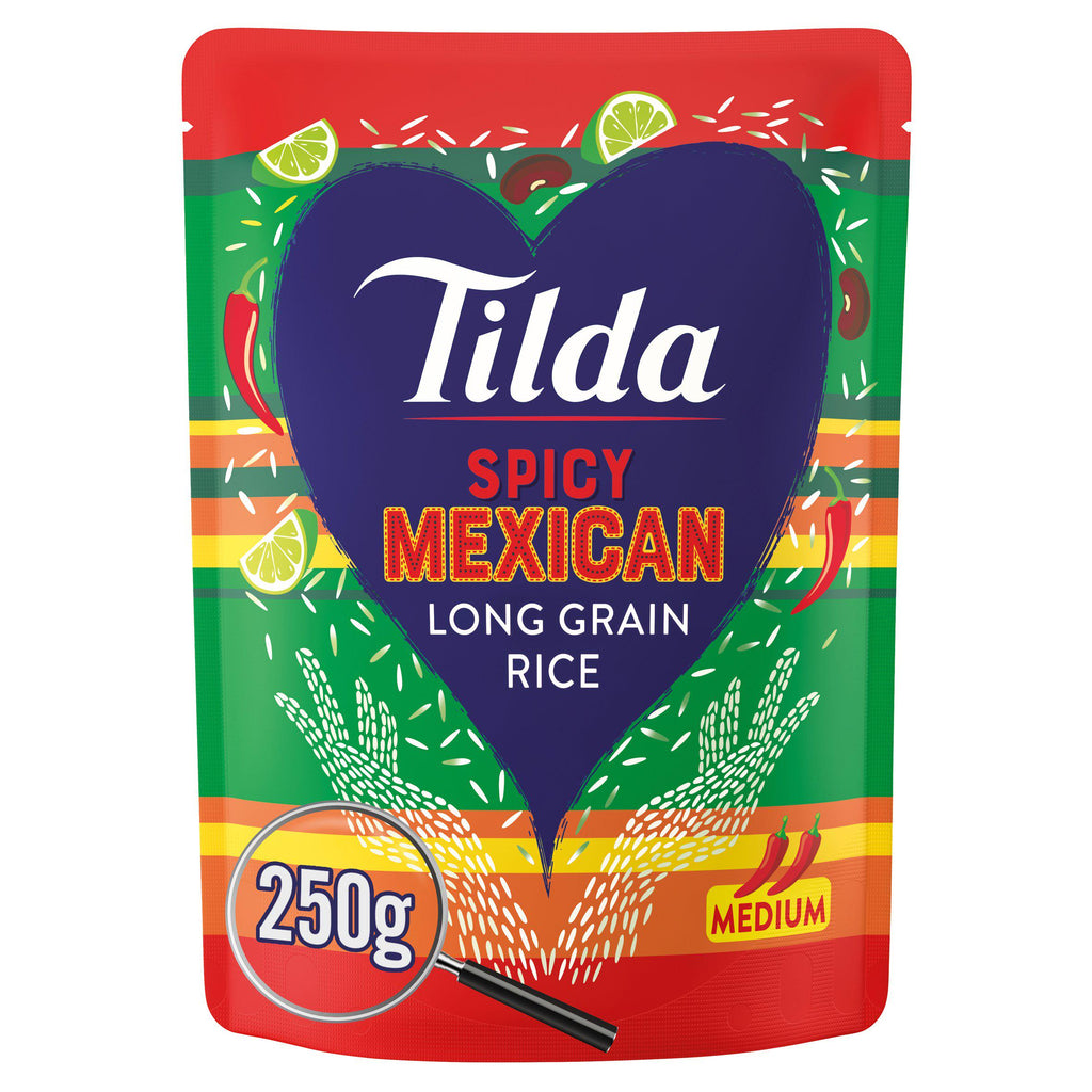 Tilda Microwave Rice Spicy Mexican Long Grain 250g