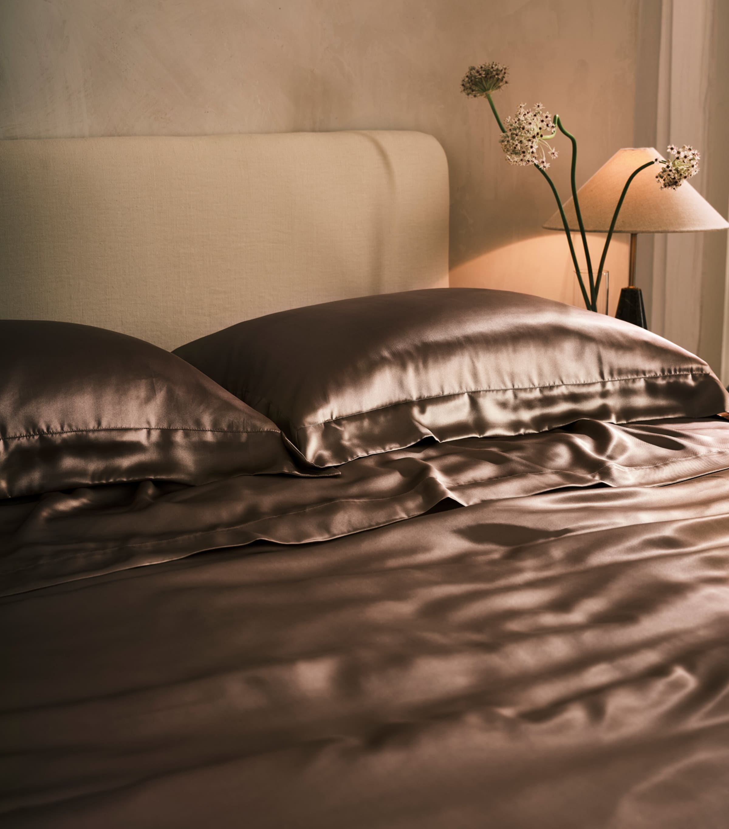 Gingerlily Silk Mocha King Fitted Sheet 150cm x 200cm - British product
