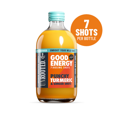 Holland & Barrett Unrooted Good Energy Dosing Bottle Punchy Turmeric & Ginger 420ml- Buy online at McGrocer