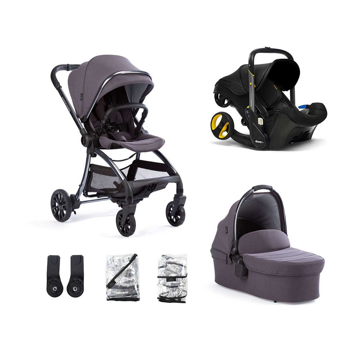 Junior Jones Aylo Dark Slate 6 Piece Travel System inc Doona Nitro Black Car Seat GOODS Boots   