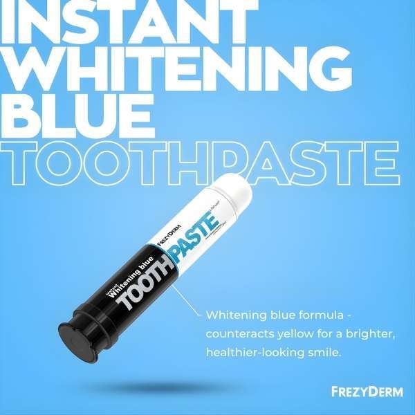 FrezyDerm instant teeth whitening blue toothpaste 75ml, UK version