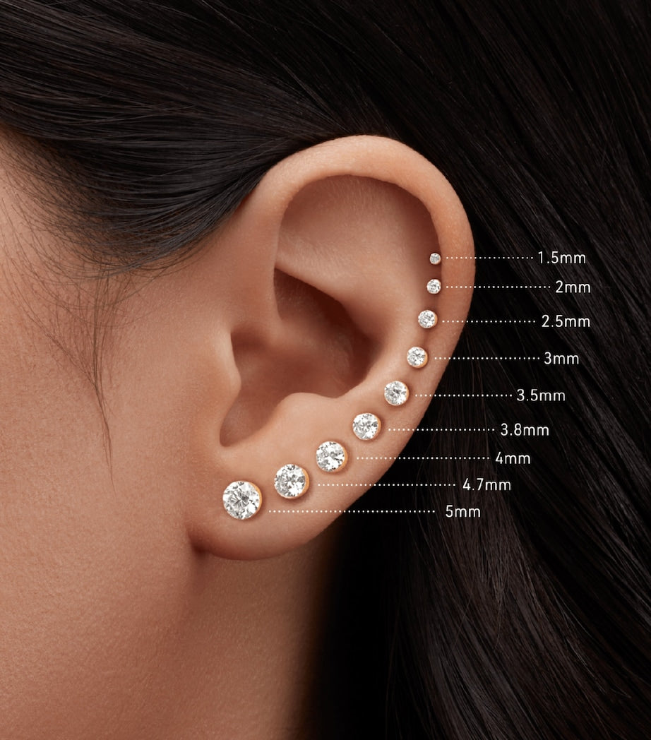 Maria Tash invisible set diamond stud earring 2.5mm gold (British brand)