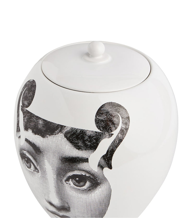 Fornasetti porcelain decorative vase with silhouette design, 30cm tall - British product
