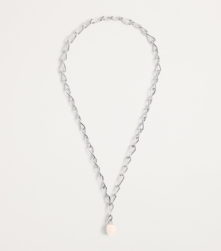 Astrid & Miyu sterling silver lariat pearl charm necklace, UK version