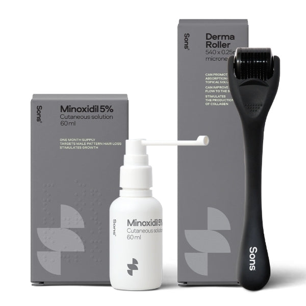 Sons Minoxidil 5% spray dermaroller for hair loss, British product