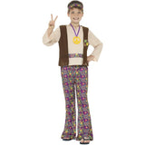 Smiffys Hippie Jungen Kostüm mit Oberteil und Weste, UK Version