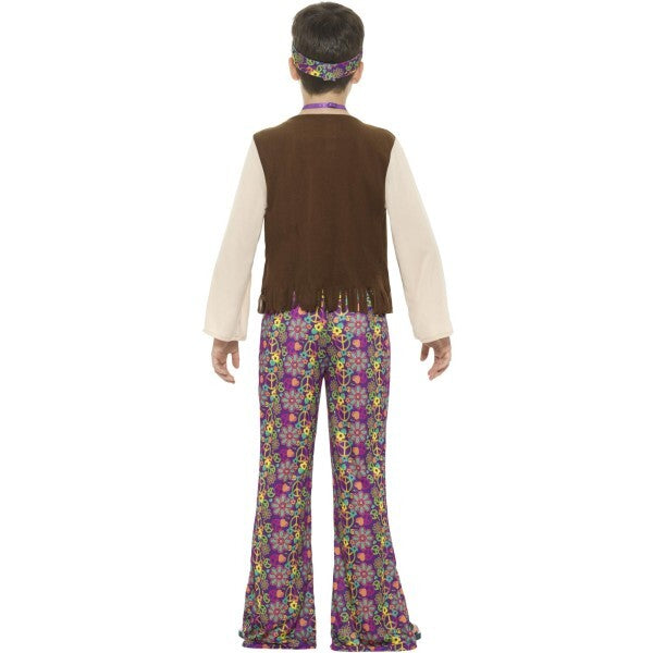 Smiffys Hippie Jungen Kostüm mit Oberteil und Weste, UK Version