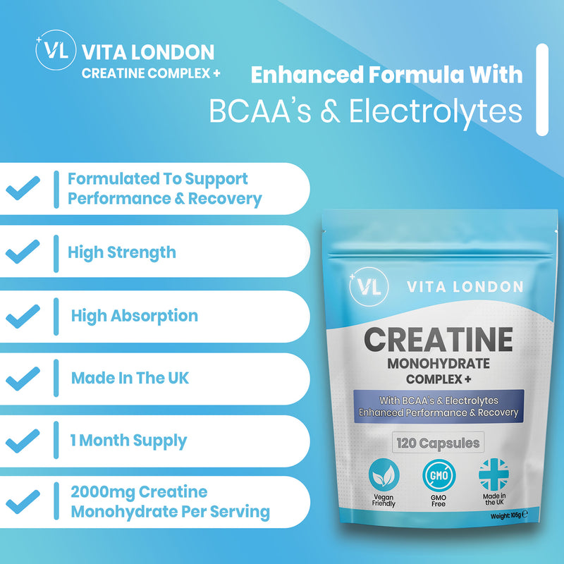 Creatine Monohydrate Complex BCAA capsules 120, UK version
