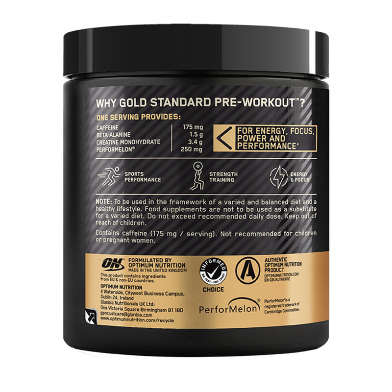 Optimum Nutrition Gold Standard Pre Workout Blue Raspberry 330g - British product