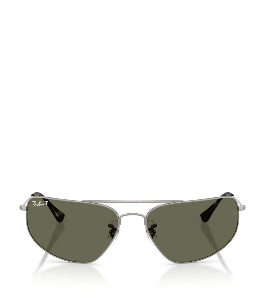 نظارات شمسية مستطيلة Ray-Ban بإطار معدني - منتج بريطاني