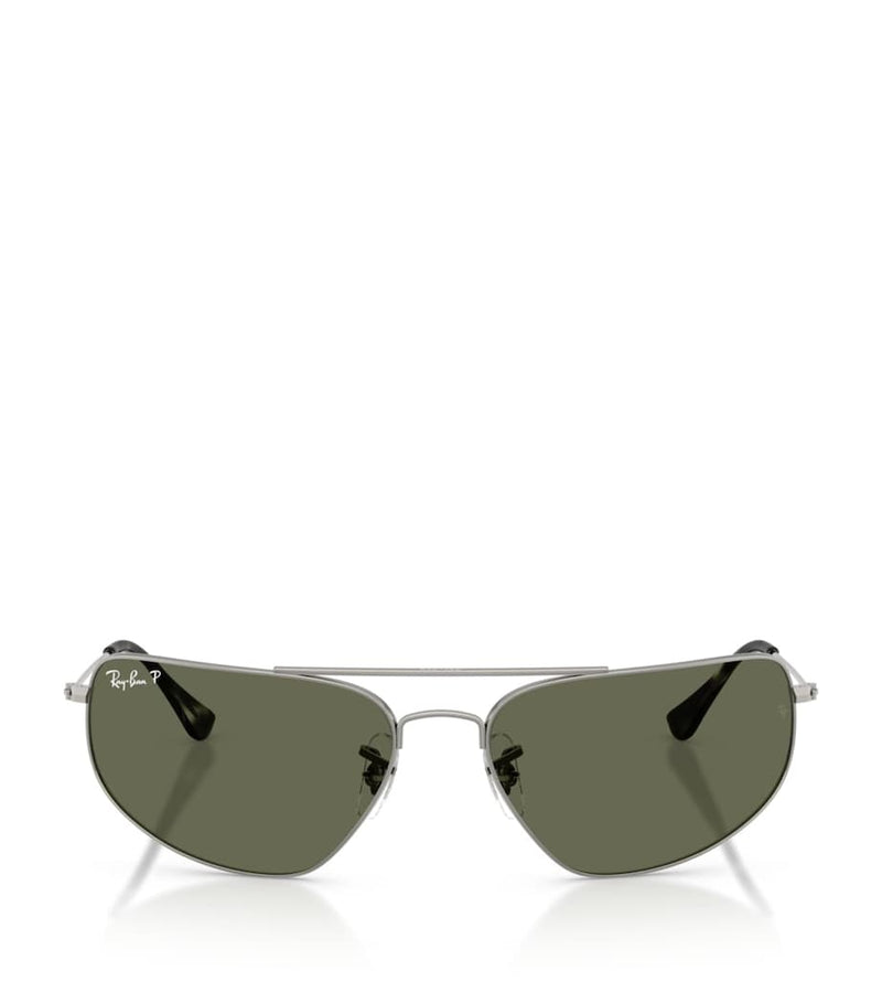 نظارات شمسية مستطيلة Ray-Ban بإطار معدني - منتج بريطاني