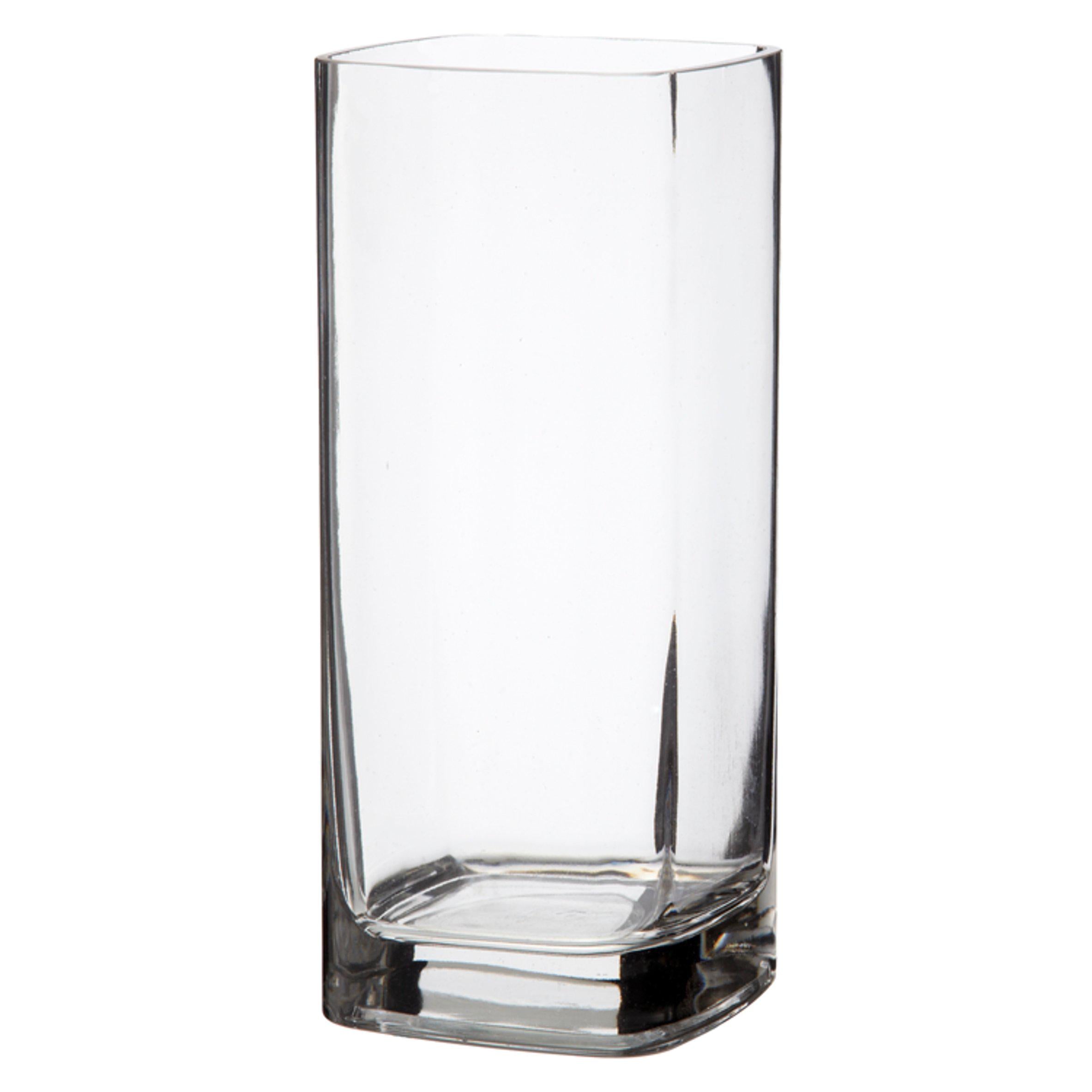 Habitat Medium Round Edge Square Glass Vase - Clear GOODS Sainsburys   