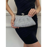 SVNX silver crystal rhinestone clutch bag 24cm, UK version