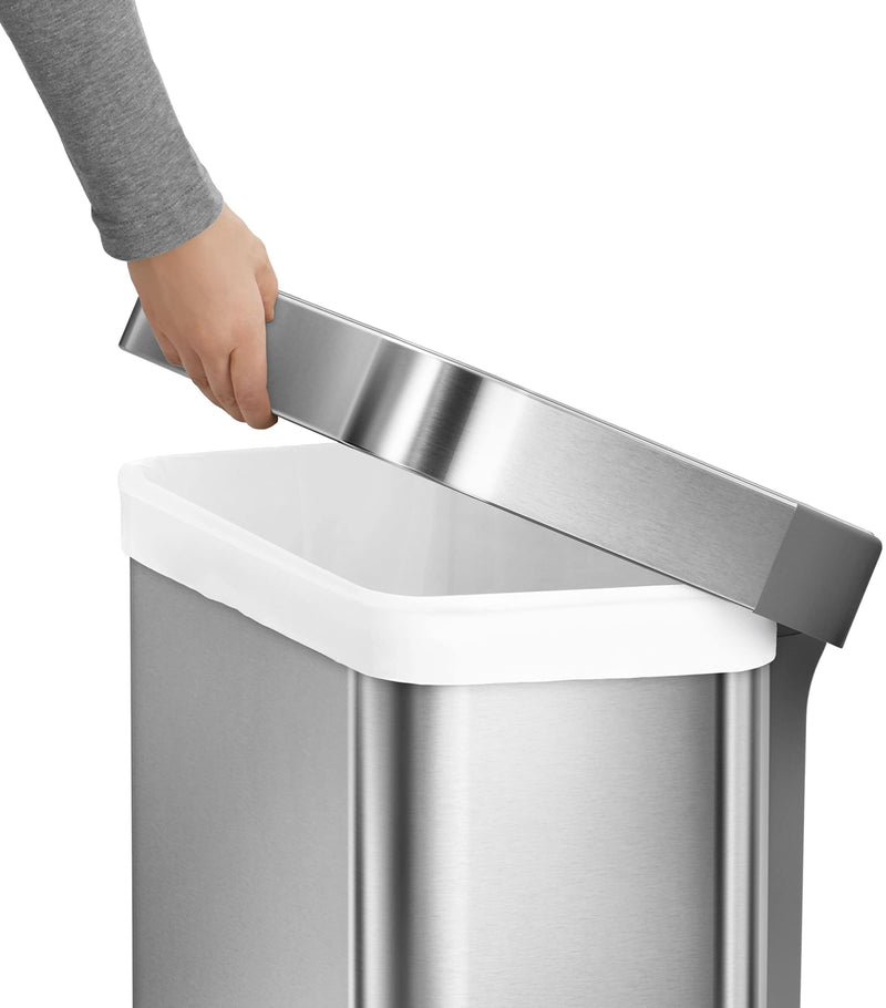 Simplehuman rectangular brushed steel pedal bin 55L - British product