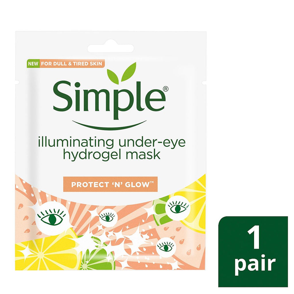 Simple Kind to Skin Brightening Hydrogel Mask with naturally derived fruit enzymes Eye Mask for fine lines and dark circles 2pc