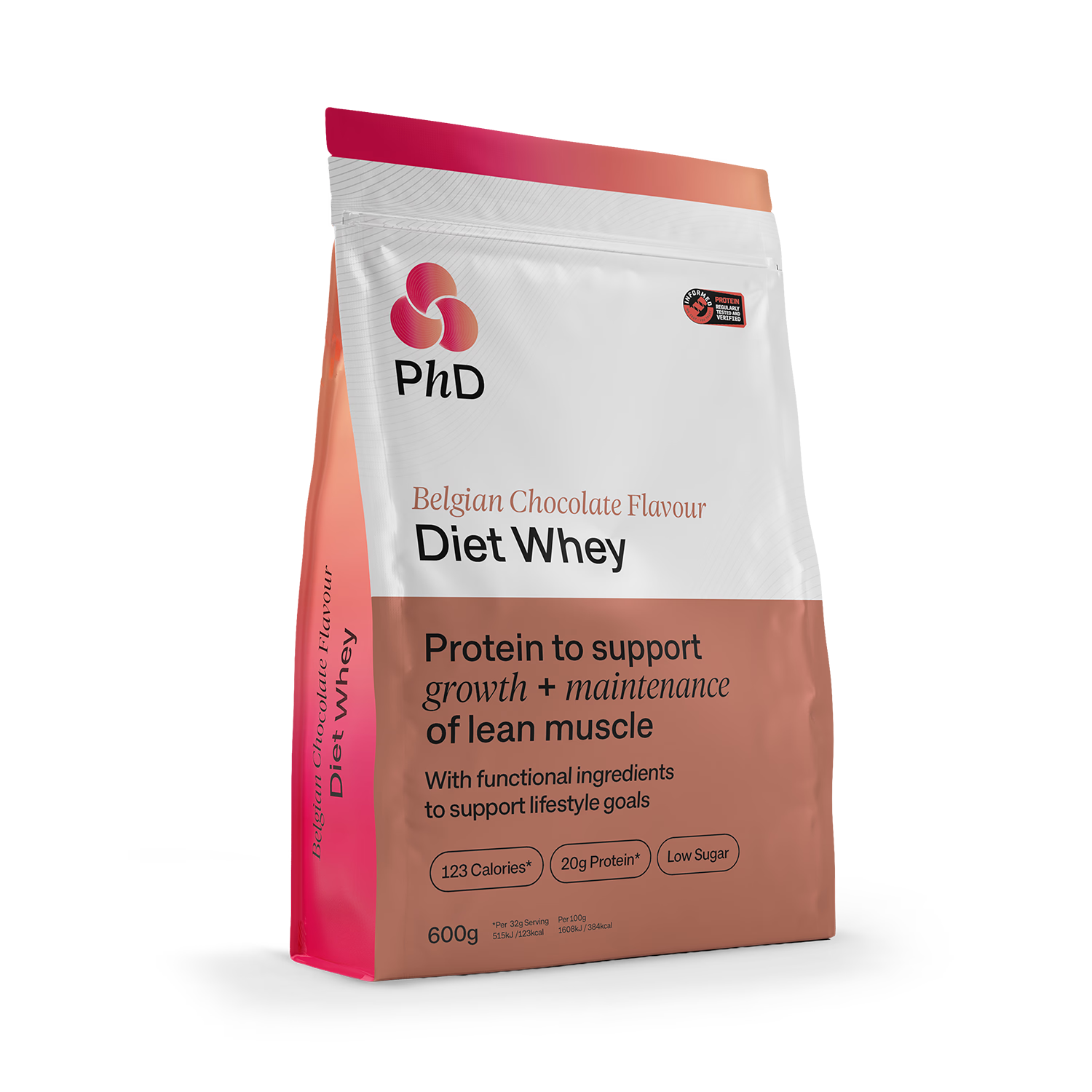 PhD Diet Whey Protein Belgian Chocolate 600g, UK version