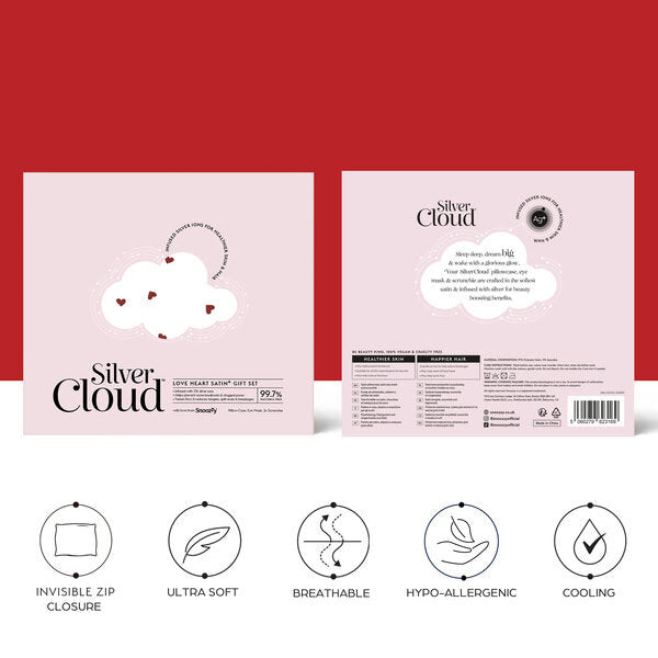 Silver Cloud satin gift set heart print (British brand)
