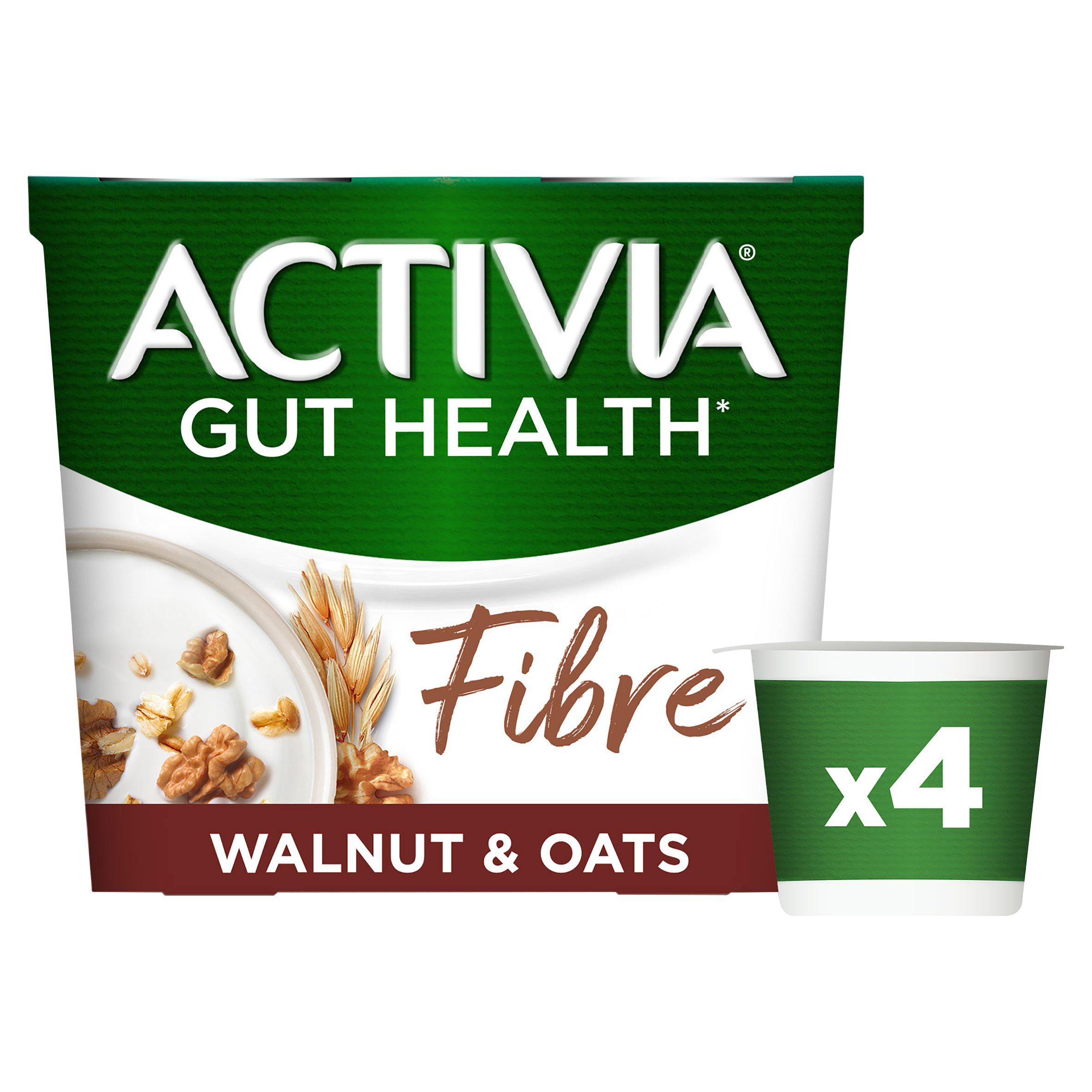 Activia Fibre Walnut & Oat Breakfast Gut Health Yoghurt 4x115g GOODS Sainsburys   