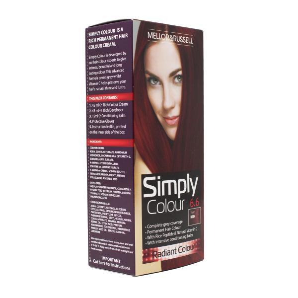 Simply Colour hair dye True Red 6.6, imported from the UK