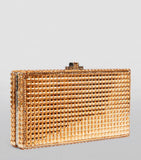 Judith Leiber sleek rectangle clutch bag brass - British product