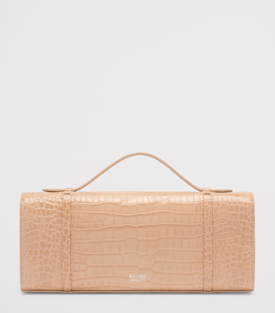 Malone Souliers croc-embossed May clutch bag, imported from the UK