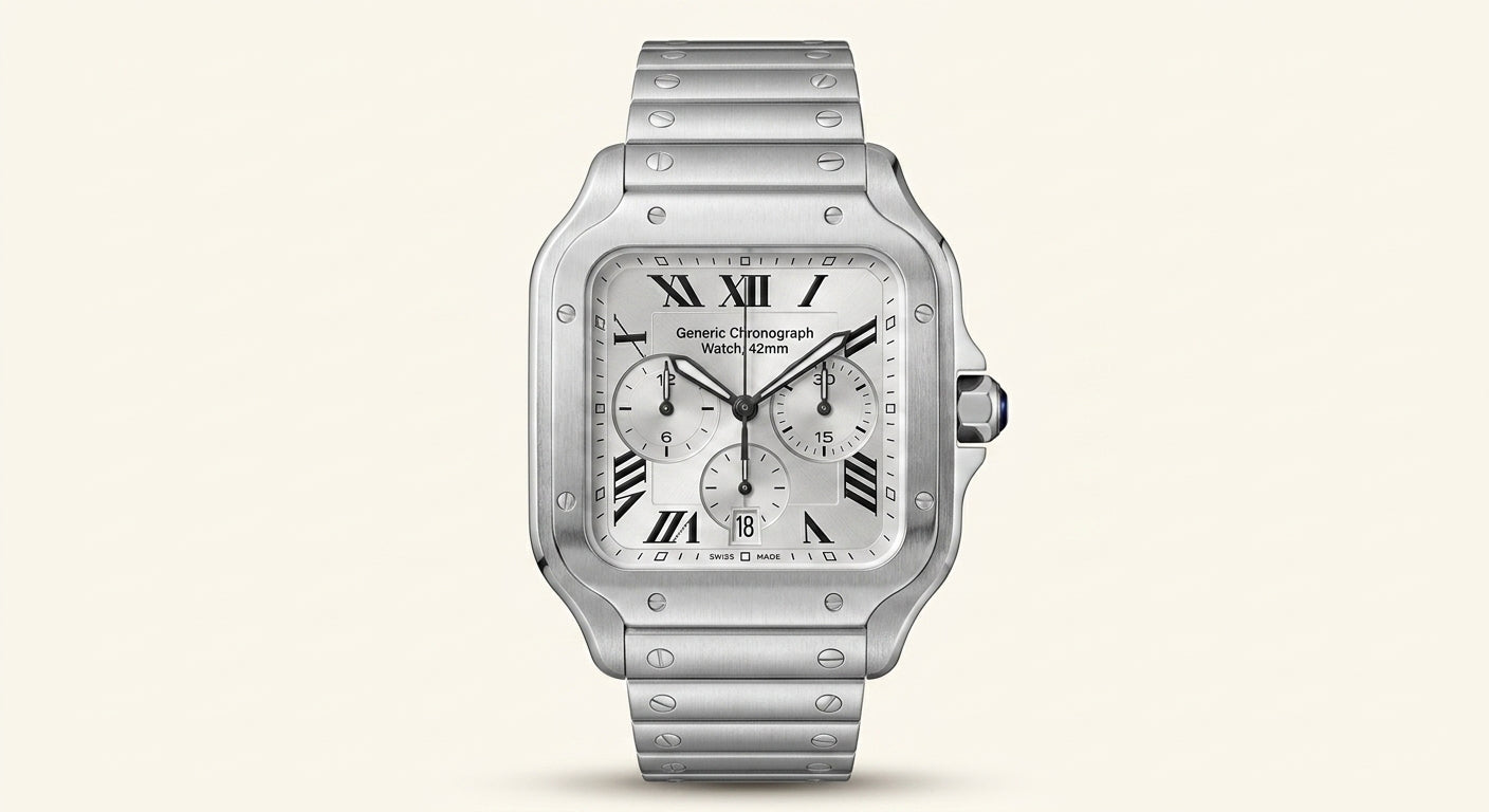 Cartier Santos chronograph watch stainless steel gold 39.8mm, UK version