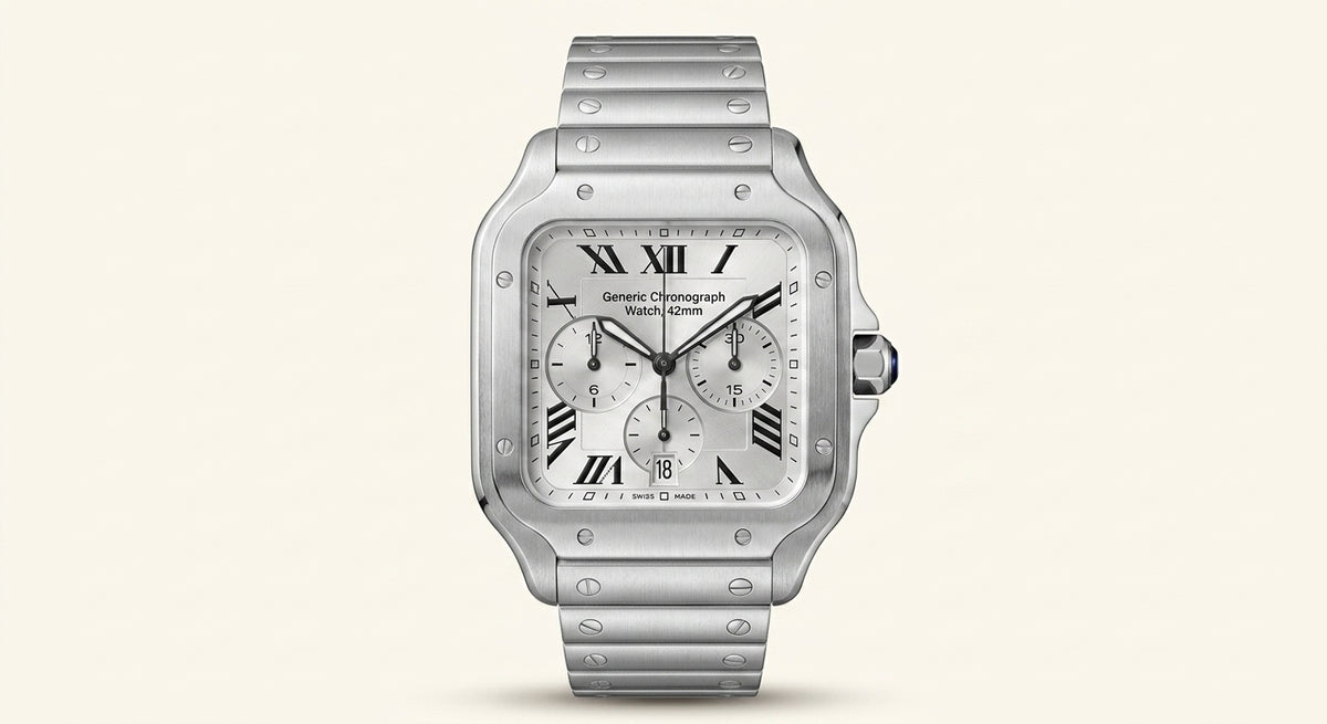 Cartier Santos chronograph watch stainless steel gold 39.8mm, UK version