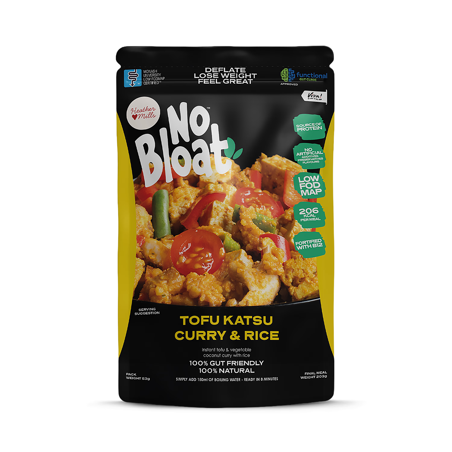 No Bloat tofu katsu curry and rice 4x50g pouches (British brand)