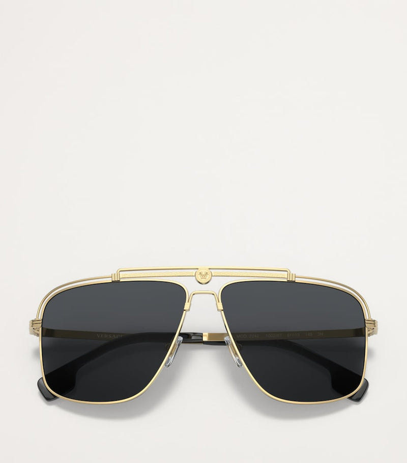 Versace metal aviator sunglasses with gold-tone frame, imported from the UK