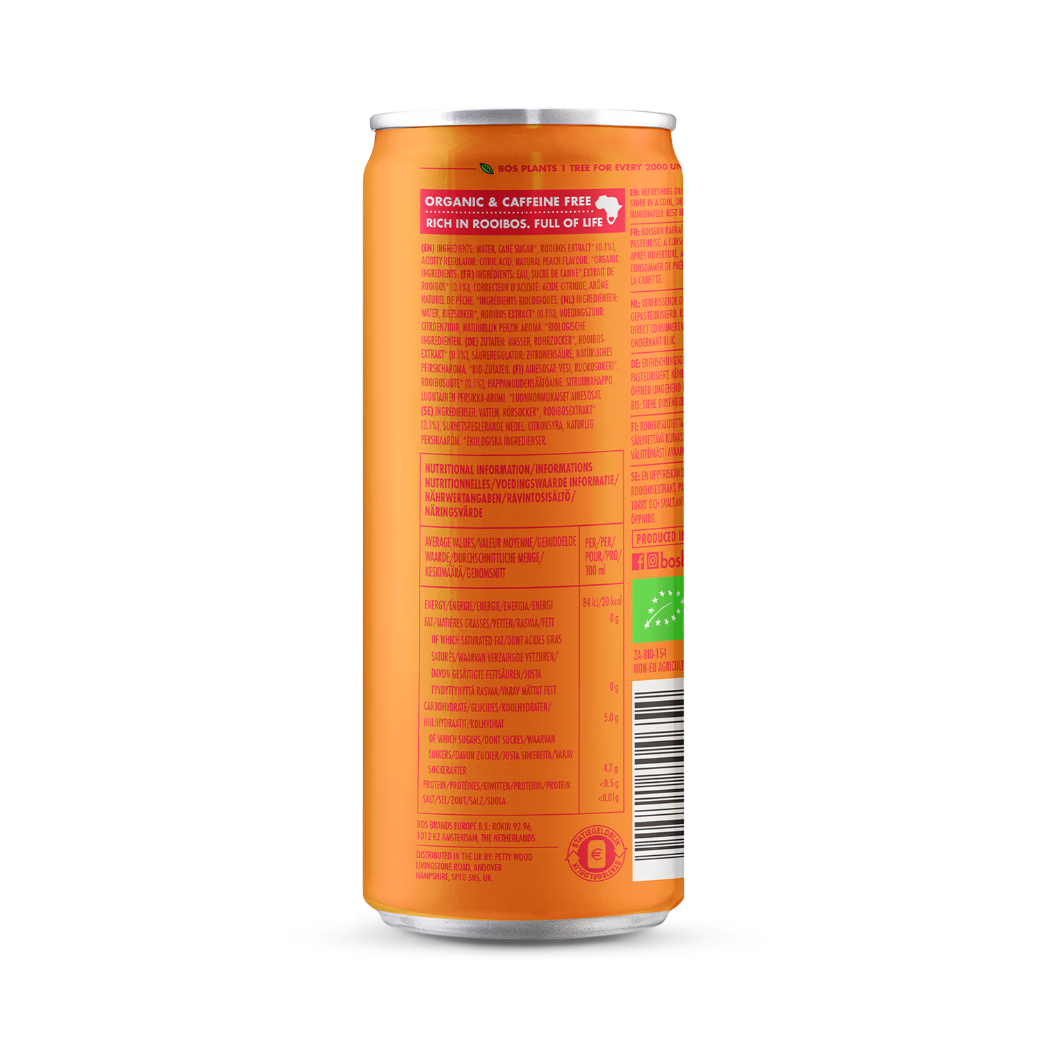Bos peach rooibos iced tea 250ml - British product