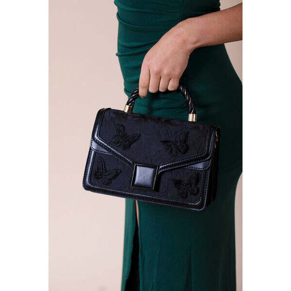 SVNX black embellished stachel bag small crossbody, UK version