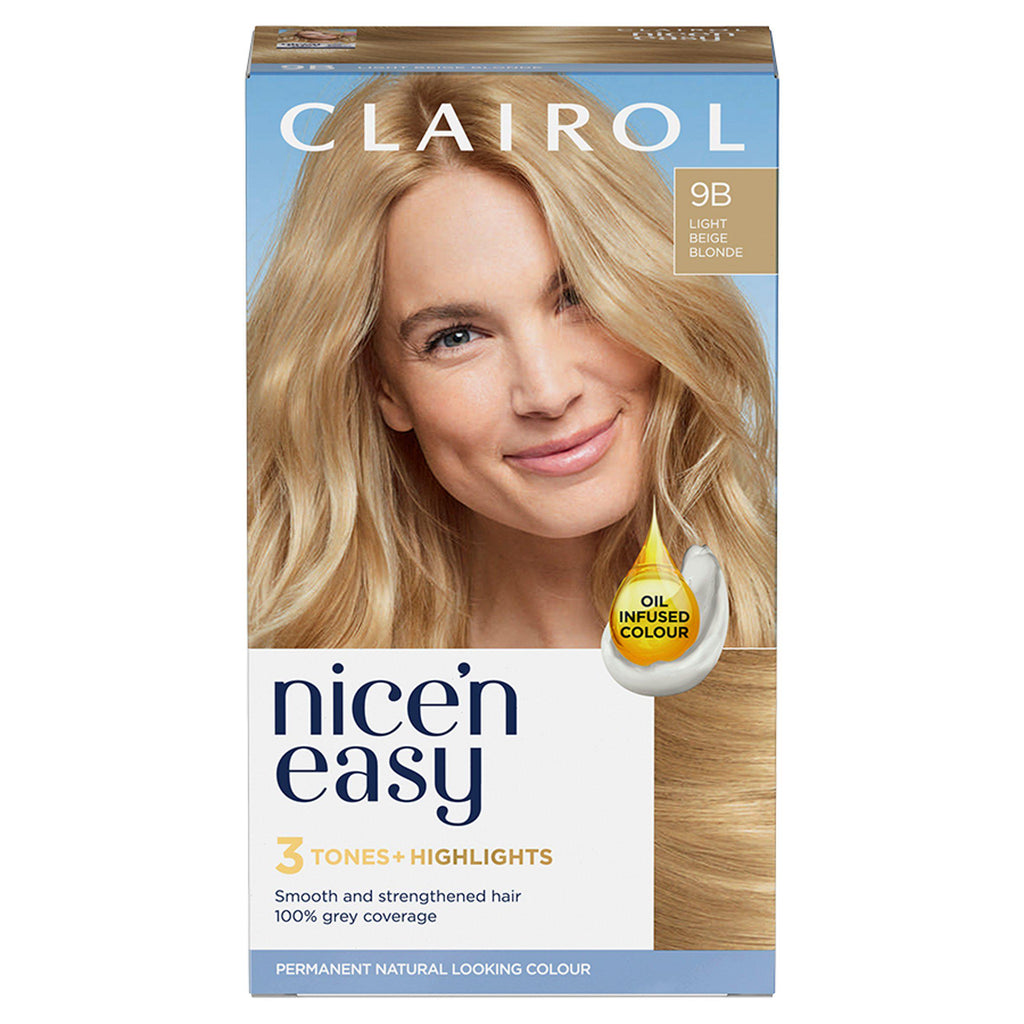 Clairol Nice'n Easy Crème Natural Looking Oil-Infused Permanent Hair Dye Light Beige Blonde 9B