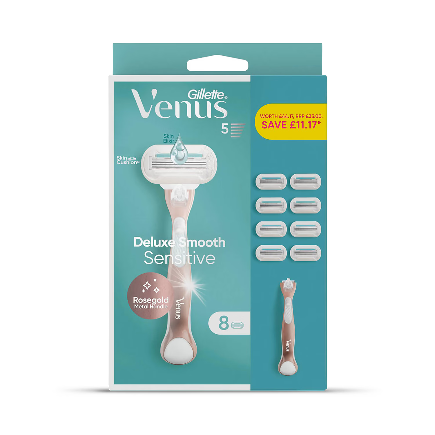 Venus Deluxe Smooth Sensitive razor rose gold handle, imported from the UK
